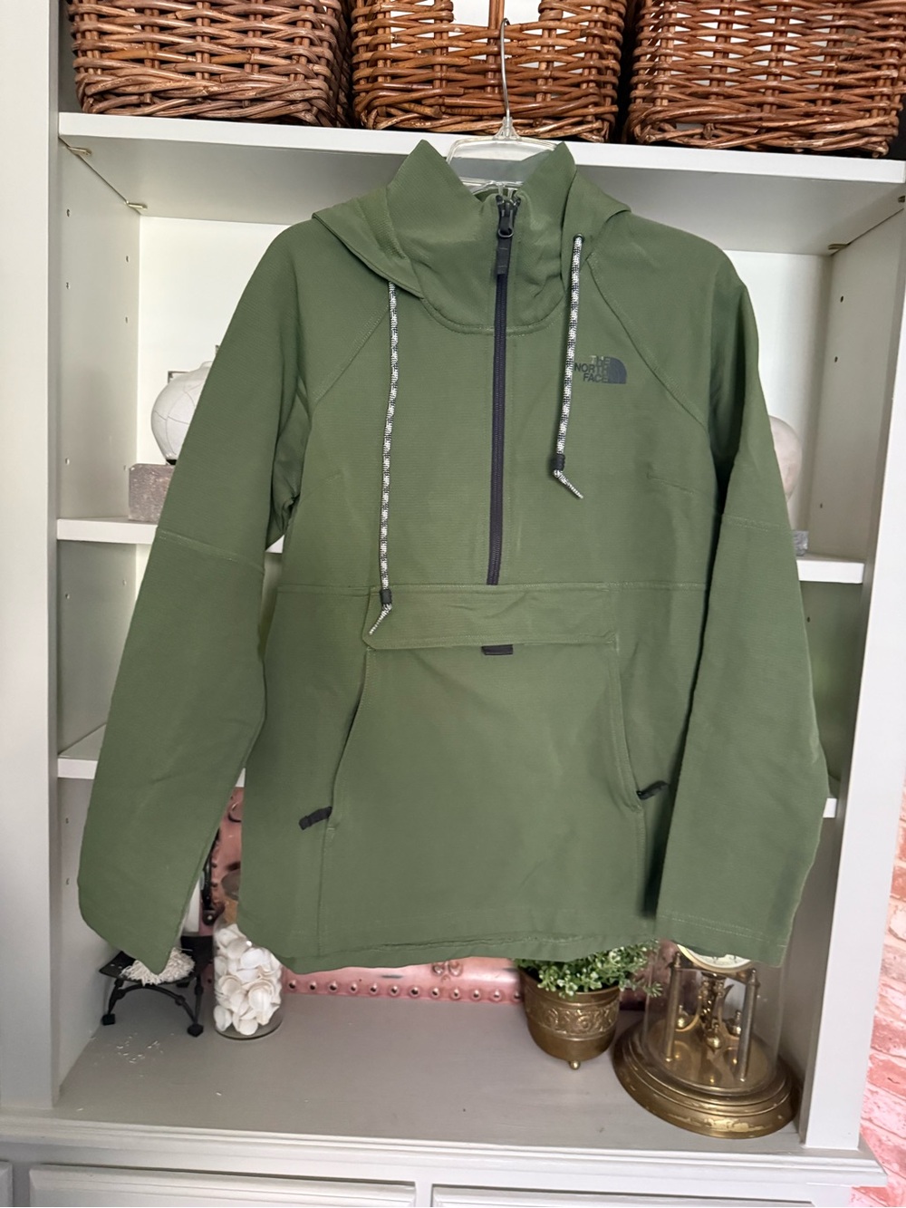 The North Face Olive Green Half-Zip Hooded Pullover